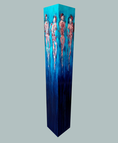 totem: turquoise on dark blue